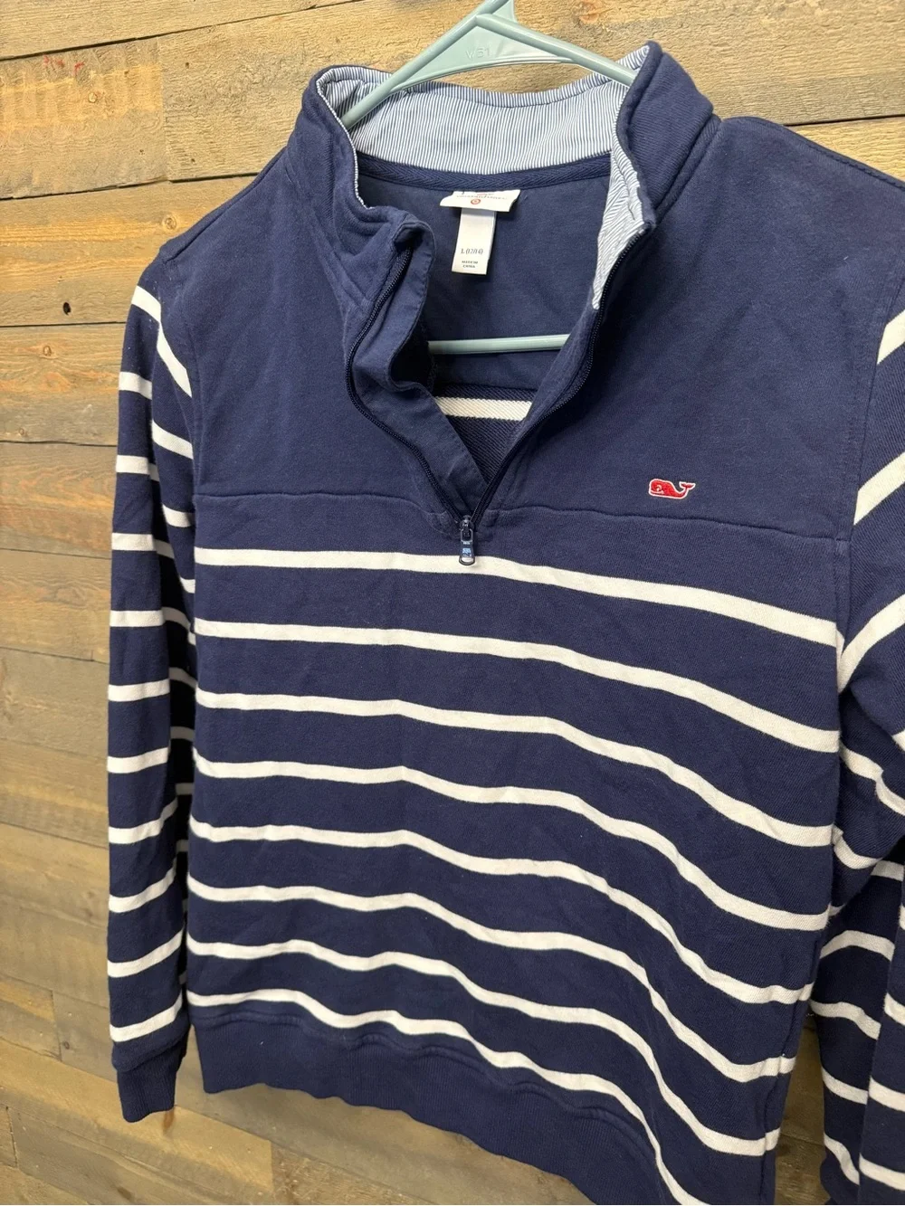Vineyard Vines Navy Pullover with White Stripe Accents